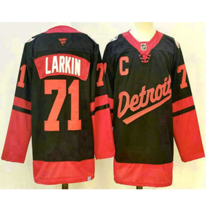 Men's Detroit Red Wings #71 Dylan Larkin Black 2025 Stadium Series Stitched Jersey