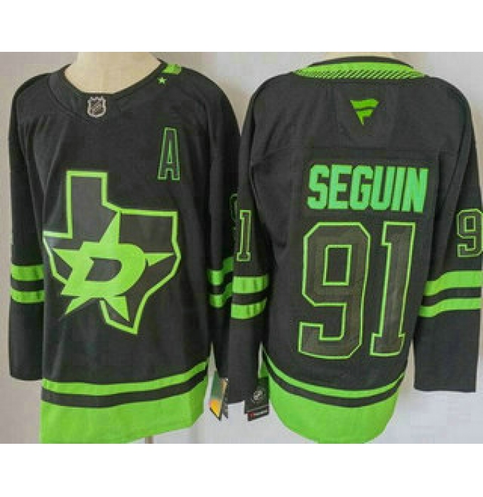 Men's Dallas Stars #91 Tyler Seguin Black Alternate Authentic Jersey