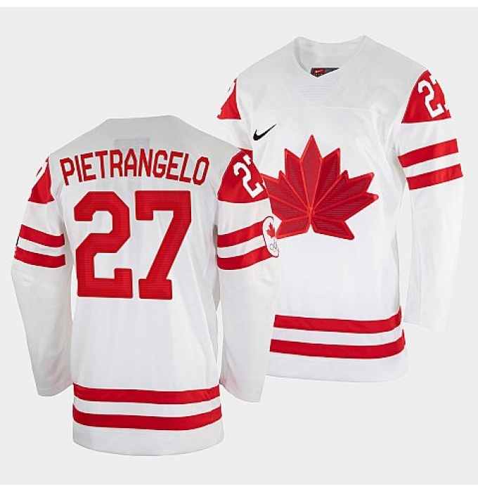Men's Alex Pietrangelo Canada Hockey White 2022 Beijing Winter Olympic #27 Home Rrplica Jersey