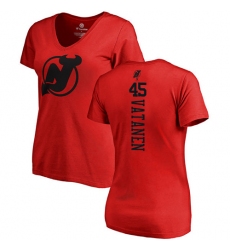 NHL Women's Adidas New Jersey Devils #45 Sami Vatanen Red One Color Backer T-Shirt