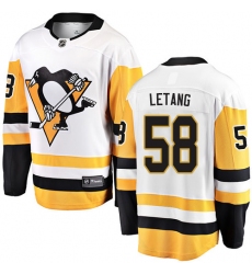 Men's Pittsburgh Penguins #58 Kris Letang Fanatics Branded White Away Breakaway NHL Jersey