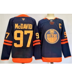 Men's Edmonton Oilers #97 Connor McDavid Navy 2024-25 C Stitched Jersey