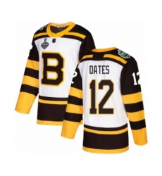 Men's Boston Bruins #12 Adam Oates Authentic White Winter Classic 2019 Stanley Cup Final Bound Hockey Jersey