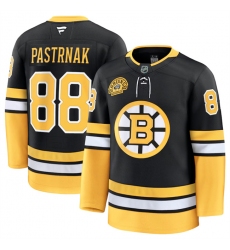 Men's Boston Bruins #88 David Pastrnak Black 100th Anniversary Stitched Hockey Jersey