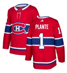 Men's Adidas Montreal Canadiens #1 Jacques Plante Premier Red Home NHL Jersey
