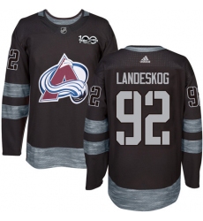 Men's Adidas Colorado Avalanche #92 Gabriel Landeskog Authentic Black 1917-2017 100th Anniversary NHL Jersey