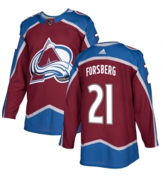 Youth Adidas Colorado Avalanche #21 Peter Forsberg Premier Burgundy Red Home NHL Jersey
