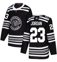 Men's Adidas Chicago Blackhawks #23 Michael Jordan Authentic Black 2019 Winter Classic NHL Jersey