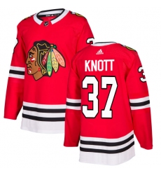 Youth Adidas Chicago Blackhawks #37 Graham Knott Authentic Red Home NHL Jersey