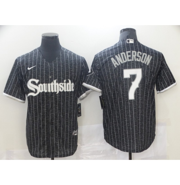 Men's Nike Chicago White Sox Southside #7 Tim Anderson Black Alternate Flex Base Jersey