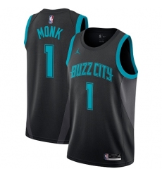 Men's Nike Jordan Charlotte Hornets #1 Malik Monk Swingman Black NBA Jersey - 2018 19 City Edition