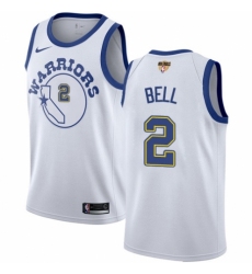 Men's Nike Golden State Warriors #2 Jordan Bell Authentic White Hardwood Classics 2018 NBA Finals Bound NBA Jersey