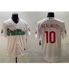 Men's Philadelphia Phillies #10 J.T. Realmuto White Phanatic Cool Base Stitched Jersey