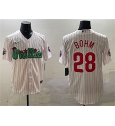 Men's Philadelphia Phillies #28 Alec Bohm White Phanatic Cool Base Stitched Jersey
