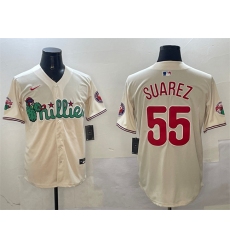 Men's Philadelphia Phillies #55 Ranger Suárez Cream Phanatic Limited Stitched Jersey