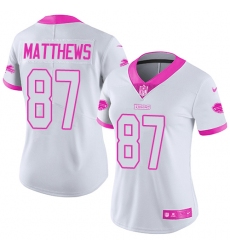 Women's Nike Buffalo Bills #87 Jordan Matthews Limited White/Pink Rush Fashion NFL Jersey