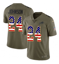Men's Nike Buffalo Bills #24 Leonard Johnson Limited Olive/USA Flag 2017 Salute to Service NFL Jersey
