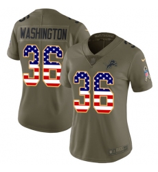 Women's Nike Detroit Lions #36 Dwayne Washington Limited Olive/USA Flag Salute to Service NFL Jersey