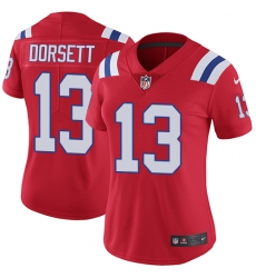 Women's Nike New England Patriots #13 Phillip Dorsett Red Alternate Vapor Untouchable Limited Player NFL Jersey