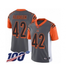 Men's Cincinnati Bengals #42 Clayton Fejedelem Limited Silver Inverted Legend 100th Season Football Jersey