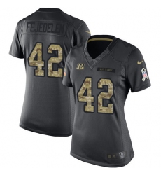 Women's Nike Cincinnati Bengals #42 Clayton Fejedelem Limited Black 2016 Salute to Service NFL Jersey