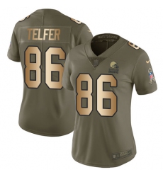 Women's Nike Cleveland Browns #86 Randall Telfer Limited Olive/Gold 2017 Salute to Service NFL Jersey