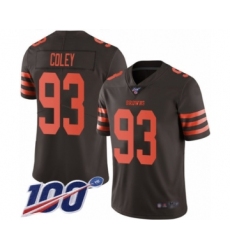 Men's Cleveland Browns #93 Trevon Coley Limited Brown Rush Vapor Untouchable 100th Season Football Jersey