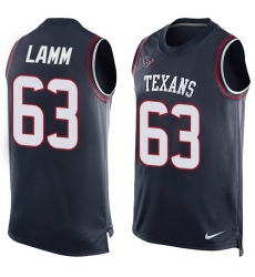 Men's Nike Houston Texans #63 Kendall Lamm Limited Navy Blue Player Name & Number Tank Top NFL Jersey