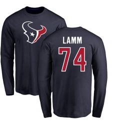 NFL Nike Houston Texans #74 Kendall Lamm Navy Blue Name & Number Logo Long Sleeve T-Shirt