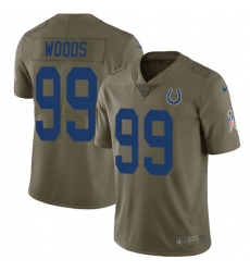 Youth Nike Indianapolis Colts #99 Al Woods Limited Olive 2017 Salute to Service NFL Jersey