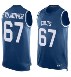 Men's Nike Indianapolis Colts #67 Jeremy Vujnovich Limited Royal Blue Player Name & Number Tank Top NFL Jersey
