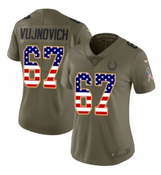 Women's Nike Indianapolis Colts #67 Jeremy Vujnovich Limited Olive/USA Flag 2017 Salute to Service NFL Jersey