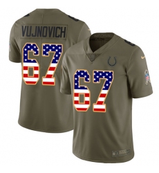 Youth Nike Indianapolis Colts #67 Jeremy Vujnovich Limited Olive/USA Flag 2017 Salute to Service NFL Jersey