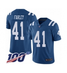 Men's Indianapolis Colts #41 Matthias Farley Limited Royal Blue Rush Vapor Untouchable 100th Season Football Jersey