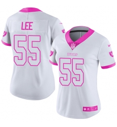 Women's Nike Oakland Raiders #55 Marquel Lee Limited White/Pink Rush Fashion NFL Jersey