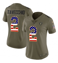 Women's Nike Oakland Raiders #2 Giorgio Tavecchio Limited Olive/USA Flag 2017 Salute to Service NFL Jersey