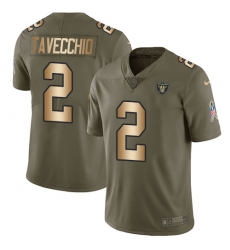 Youth Nike Oakland Raiders #2 Giorgio Tavecchio Limited Olive/Gold 2017 Salute to Service NFL Jersey