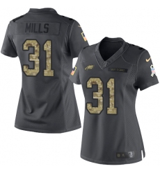 Women's Nike Philadelphia Eagles #31 Jalen Mills Limited Black 2016 Salute to Service NFL Jersey
