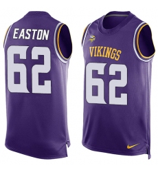 Men's Nike Minnesota Vikings #62 Nick Easton Limited Purple Player Name & Number Tank Top NFL Jersey