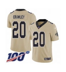 Men's New Orleans Saints #20 Ken Crawley Limited Gold Inverted Legend 100th Season Football Jersey