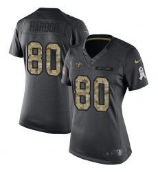 Women's Nike New Orleans Saints #80 Clay Harbor Limited Black 2016 Salute to Service NFL Jersey