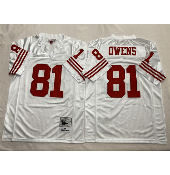 Men's New York Giants #81 Terrell Owens White Throwback Football Stitched Jersey