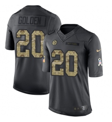 Men's Nike Pittsburgh Steelers #20 Robert Golden Limited Black 2016 Salute to Service NFL Jersey