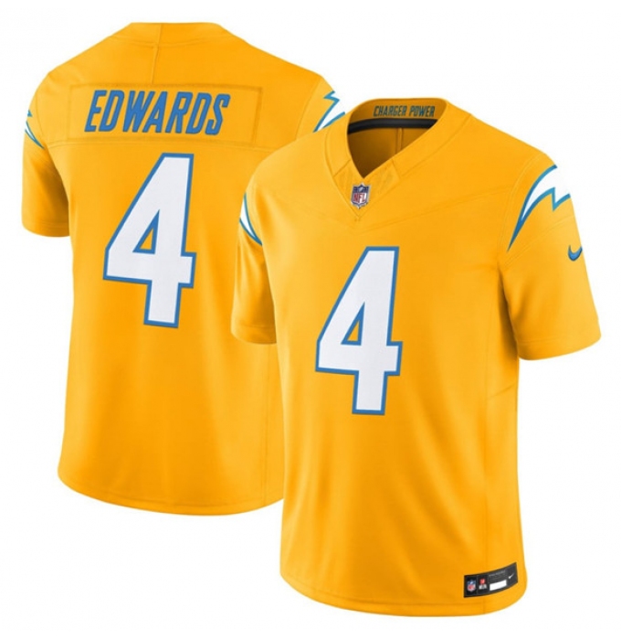 Men's Los Angeles Chargers #4 Taylor Heinicke Gold 2025 F.U.S.E. Alternate Vapor Limited Football Stitched Jersey