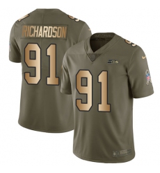 Men's Nike Seattle Seahawks #91 Sheldon Richardson Limited Olive/Gold 2017 Salute to Service NFL Jersey