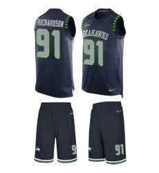 Men's Nike Seattle Seahawks #91 Sheldon Richardson Limited Steel Blue Tank Top Suit NFL Jersey