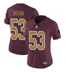 Women's Nike Washington Redskins #53 Zach Brown Burgundy Red/Gold Number Alternate 80TH Anniversary Vapor Untouchable Elite Player NFL Jersey