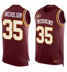 Men's Nike Washington Redskins #35 Montae Nicholson Limited Red Player Name & Number Tank Top NFL Jersey