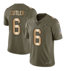Youth Nike Miami Dolphins #6 Jay Cutler Limited Olive/Gold 2017 Salute to Service NFL Jersey