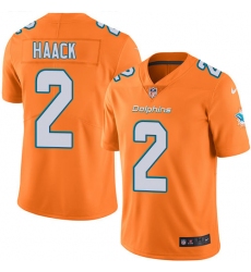 Men's Nike Miami Dolphins #2 Matt Haack Limited Orange Rush Vapor Untouchable NFL Jersey